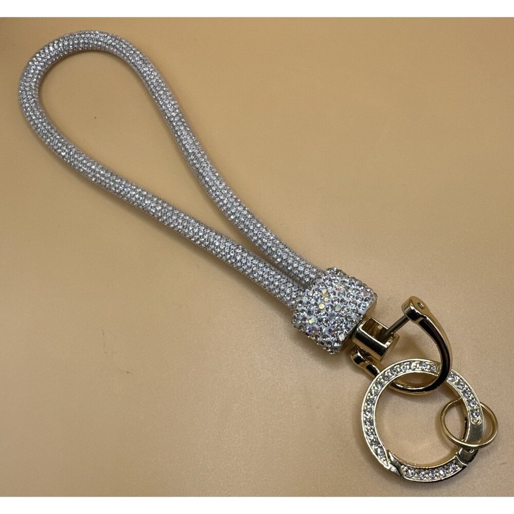 White Crystal Sparkle Rhinestone Buckle Keyring With Screwdriver New